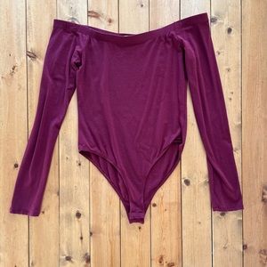 Fashion Nova Off The Shoulder Bodysuit Wine Color Sz Medium